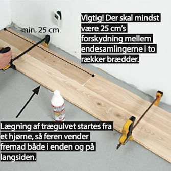 Gulvvarme trægulv: De første brædder skal samles helt tæt Gulvvarme trægulv: De første brædder skal samles helt tæt